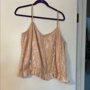 Anthropologie Sequin Beige Top
